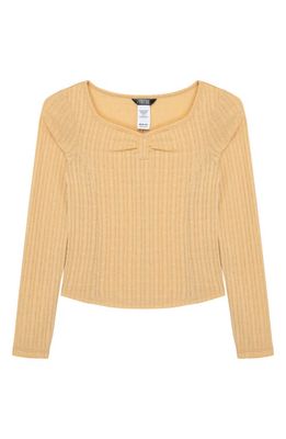 Truce Kids' Long Sleeve Rib Knit Top in Gold