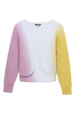 Truce Kids' Ombré Cotton Crewneck Sweater in Pink Multi