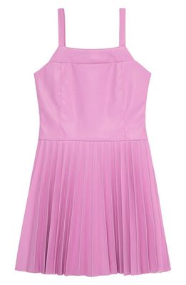 Truce Kids' Pleated Faux Leather Dress in Violet