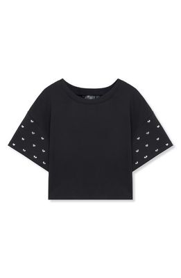 Truce Kids' Rhinestone Embellished Boxy T-Shirt in Black 