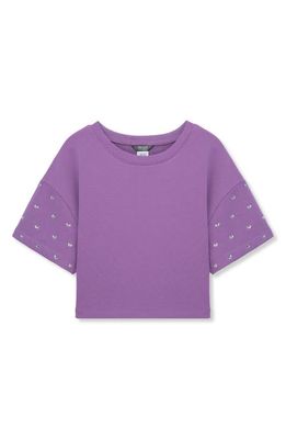 Truce Kids' Rhinestone Embellished Boxy T-Shirt in Purple 