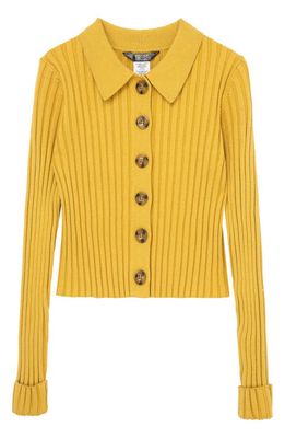 Truce Kid's Rib Button-Up Top in Mustard