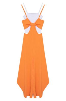 Truce Kids' Ribbed Camisole & Cutout Jumpsuit Set in Orange