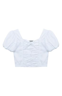 Truce Kids' Smocked Cotton Crop Top in White