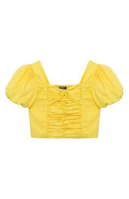 Truce Kids' Smocked Cotton Crop Top in Yellow