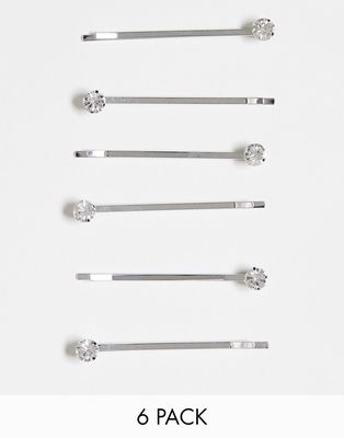 True Decadence 6-pack crystal hair pins in silver