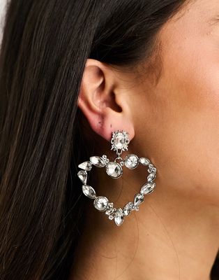 True Decadence crystal heart earrings in silver