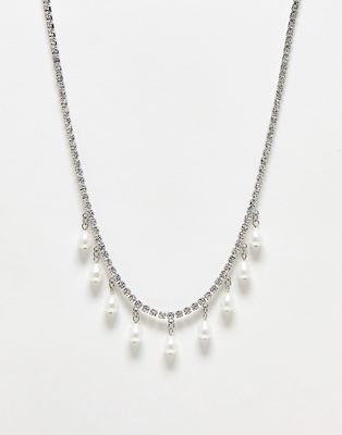 True Decadence crystal necklace with pearl charms in silver