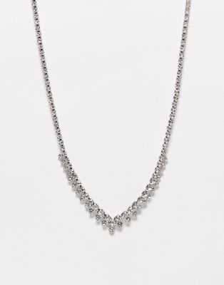 True Decadence crystal v necklace in silver