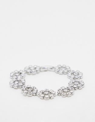 True Decadence floral crystal bracelet in silver