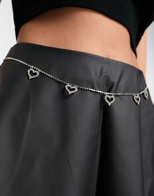 True Decadence heart charm metal belt in silver