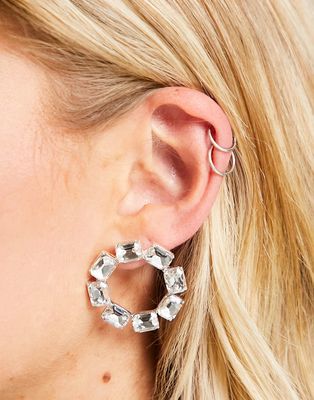 True Decadence open circle earrings in silver crystal