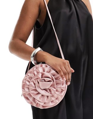 True Decadence satin rose clutch bag in light pink