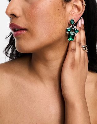 True Decadence statement drop earrings in green crystal