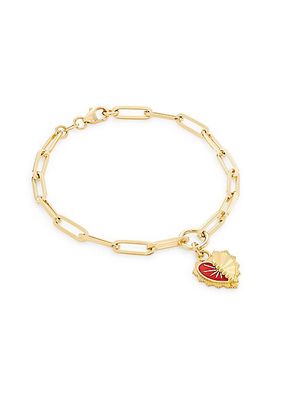 True Love Reflection Heart 18K Yellow Gold & Enamel Clip Chain Bracelet