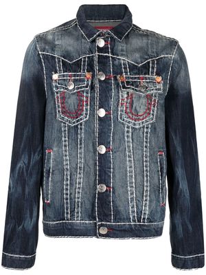 True Religion bleach-effect denim jacket - Blue