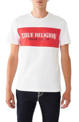 True Religion Brand Jeans Arch Box Logo Graphic T-Shirt in Optic White
