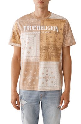True Religion Brand Jeans Bandana Cotton T-Shirt in Porcini