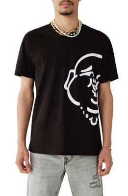 True Religion Brand Jeans Buddha Face Cotton Graphic T-Shirt in Jet Black