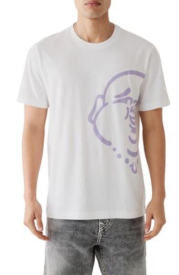 True Religion Brand Jeans Buddha Face Cotton Graphic T-Shirt in Optic White