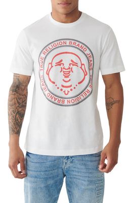 True Religion Brand Jeans Buddha Face Graphic Tee in Optic White