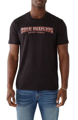 True Religion Brand Jeans Chrome Arch Logo Cotton T-Shirt in Jet Black