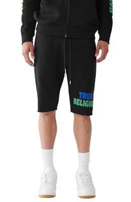 True Religion Brand Jeans Coaster Classic Cotton Blend Sweat Shorts in Jet Black