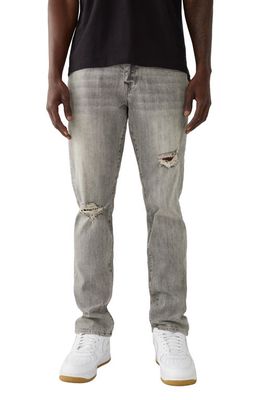 True Religion Brand Jeans Geno Ripped Slim Fit Jeans in Grail Grey Wash W/Rips