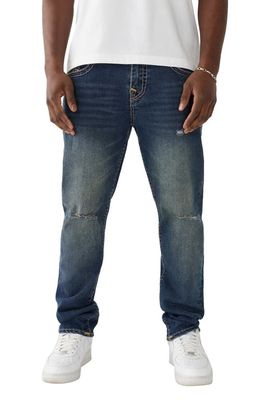 True Religion Brand Jeans Geno Super T Ripped Slim Fit Jeans in Medium Wash W/Rips