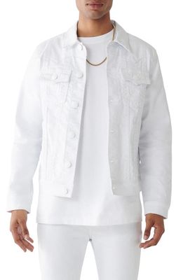 True Religion Brand Jeans Jimmy Super Stretch Denim Jacket in Optic White