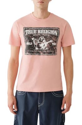 True Religion Brand Jeans Logo Square Graphic Tee in Coral Almond