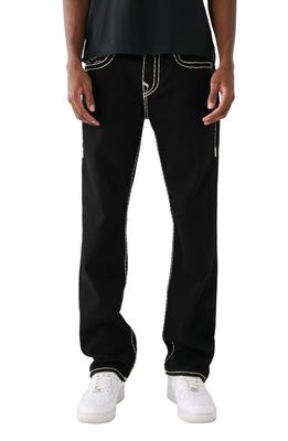 True Religion Brand Jeans Ricky Flap Super T Straight Leg Jeans in 2Sb Body Rinse Black