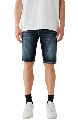 True Religion Brand Jeans Ricky Multicolor Flap Denim Shorts in Greatest Day Dark Wash