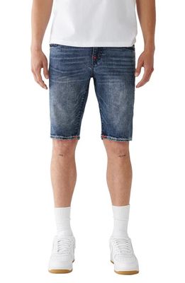True Religion Brand Jeans Ricky Super T Denim Shorts in Beat Maker Dark Wash