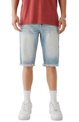 True Religion Brand Jeans Rocco Super-T Fray Hem Denim Shorts in Hamilton Cove Light Wash