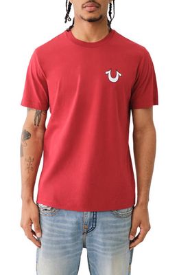 True Religion Brand Jeans Vintage Cotton Graphic T-Shirt in Red Dahlia