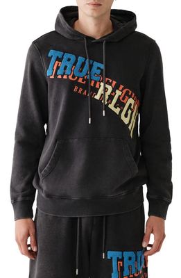 True Religion Brand Jeans Vintage Logo Pullover Hoodie in Jet Black