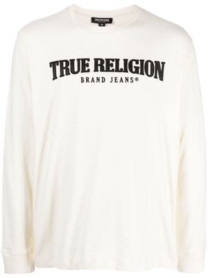 True Religion logo-appliqué cotton T-shirt - Neutrals