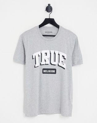 True Religion logo arch t-shirt in gray