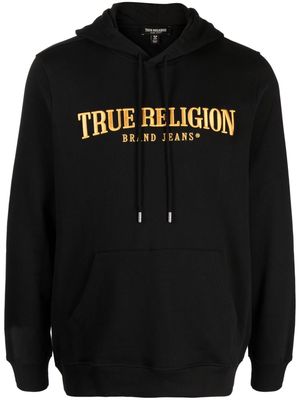 True Religion logo-embroidered cotton hoodie - Black