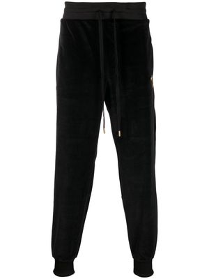 True Religion logo-embroidered velour tapered sweatpants - Black