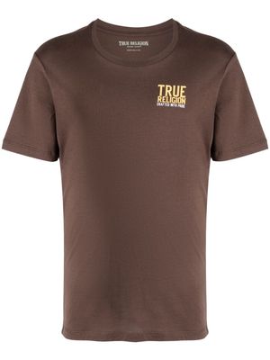 True Religion logo-print cotton T-shirt - Brown