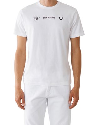 True Religion Men's Logo Lineup Graphic T-Shirt in Optic White