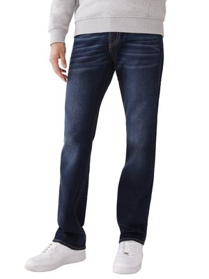 True Religion Men's Ricky Flap 34" Straight Fit Jeans in Dark Wash Muddy