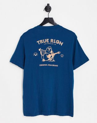 True Religion t-shirt with back print in navy
