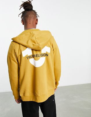 True Religion zip up hoodie in gold