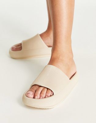 Truffle Collection chunky pool slide in bone-Neutral