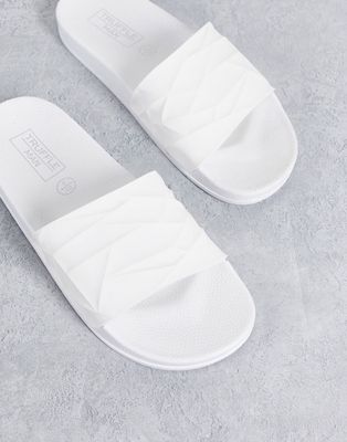 Truffle Collection grooved pool sliders in white