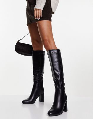 Truffle Collection heeled knee high boots in black