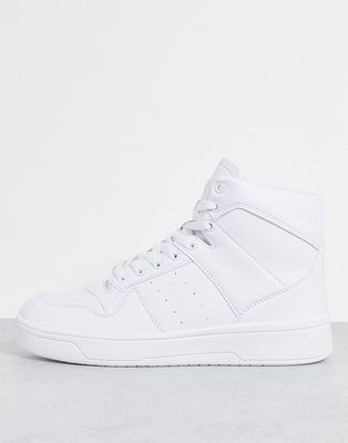 Truffle Collection hitop lace up sneakers in white